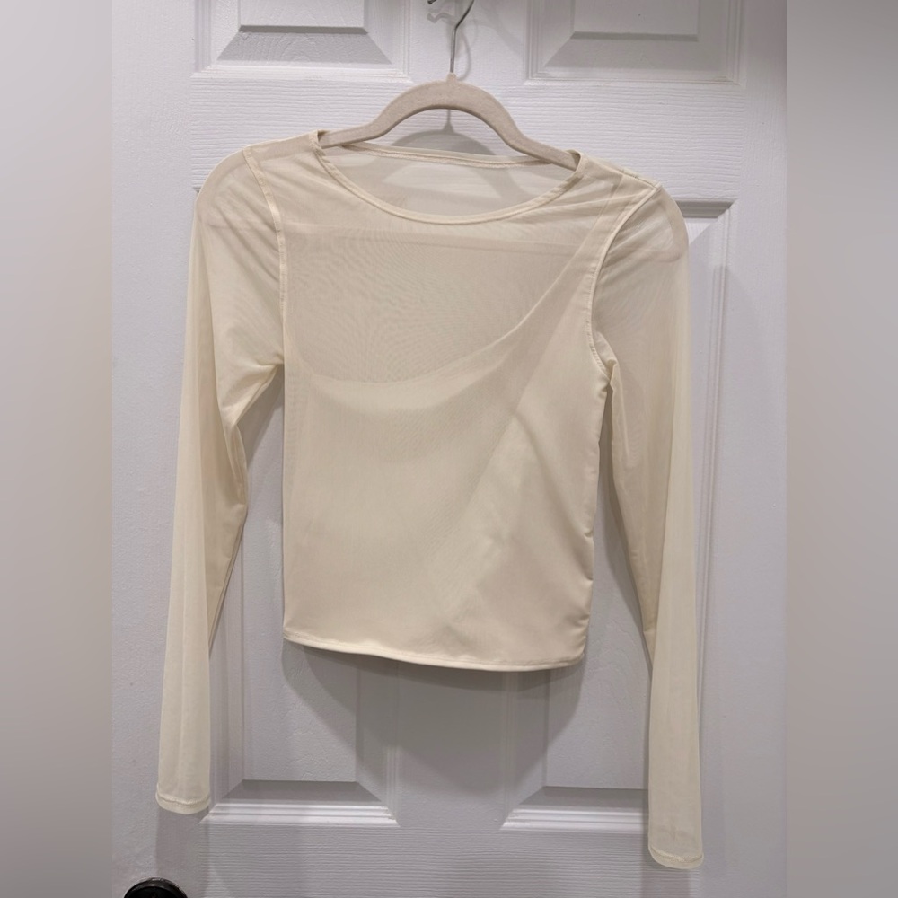 Abercrombie & Fitch Mesh Cream Colored Long Sleeve Size XS